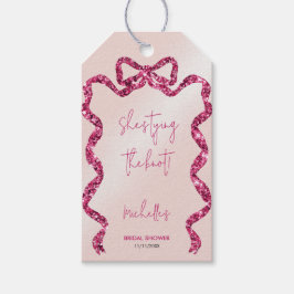 Etiqueta Para Presente Ela está dando o nó em um laço de noiva brilhante 