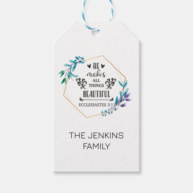 Etiqueta Para Presente Ele Torna Todas As Coisas Bonitas (Frente)