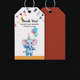 Etiqueta Para Presente Elefante Bebê Colorido com Chá de fraldas de Balõe