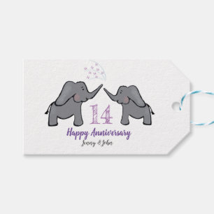 Etiqueta Para Presente elefante bonitinho do aniversário de casamento do