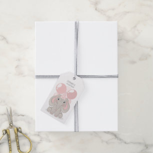 Etiqueta Para Presente Elefante com Chapéu de Festa de Aniversário
