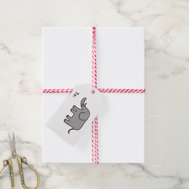 Etiqueta Para Presente elefante de desenho animado (Com cordão)