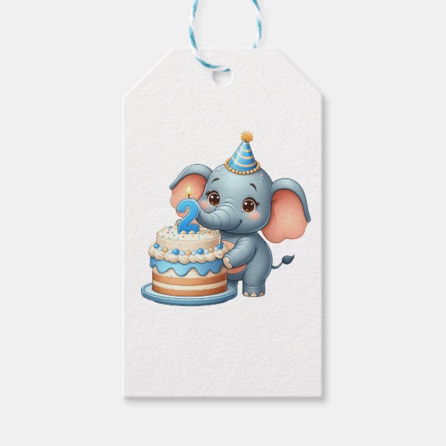 Etiqueta Para Presente Elefante Fofo 2º Aniversário (Frente)