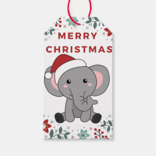 Etiqueta Para Presente Elefante Natal Neve Animais de inverno Elefantes G