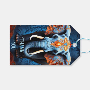 Etiqueta Para Presente Elefante Vibrante com Motifs Floral