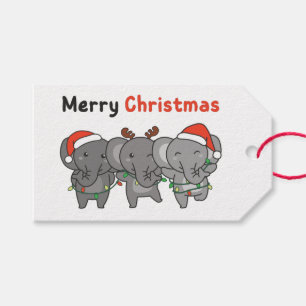 Etiqueta Para Presente Elefantes Animais de Natal Elephants Feliz Gift Ta