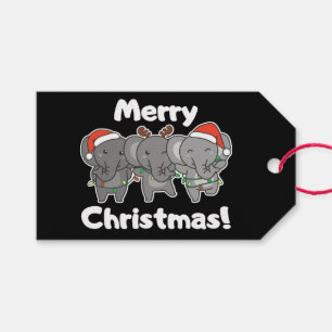 Etiqueta Para Presente Elefantes Animais de Natal Elephants Feliz Gift Ta