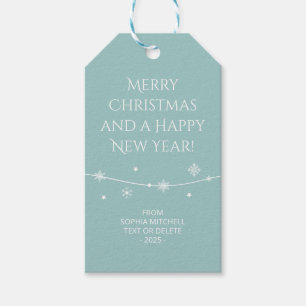 Etiqueta Para Presente Elegância Mudada - Floco de Neve Turquesa Tranquil