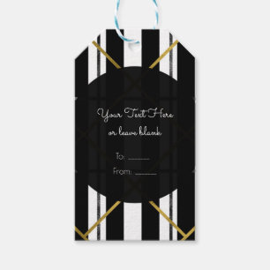 Etiqueta Para Presente Elegância Preto e Dourado Favor de Festa Geométric