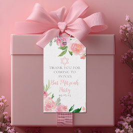 Etiqueta Para Presente Elegant Bat Mitzvah Party Personalized Pink Floral
