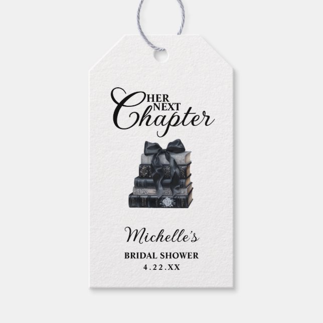 Etiqueta Para Presente Elegant Black & White Book Themed Bridal Shower  (Frente)