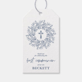 Etiqueta Para Presente Elegant Blue Cross Boy First Communion Favor