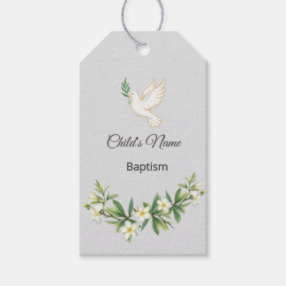 Etiqueta Para Presente Elegant Botanical Baptism Gift Tag