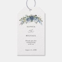 Etiqueta Para Presente Elegant Dusty Blue Floral Wedding Gift Tag