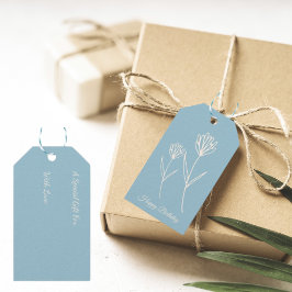 Etiqueta Para Presente Elegant Dusty Blue Simple Flower 