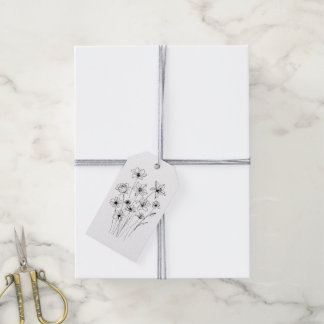 Etiqueta Para Presente Elegant Floral Bouquet Line Art