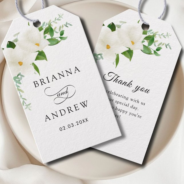 Etiqueta Para Presente Elegant Floral Magnolia Wedding  (Elegant Floral Magnolia Wedding Gift Tags)