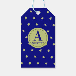 Etiqueta Para Presente Elegant Gold & Blue Star Pattern Monogram