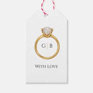 Etiqueta Para Presente Elegant Gold Rings Classic Wedding Gift Tags