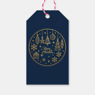Etiqueta Para Presente Elegant Navy Blue Gold Ornament Christmas Gift Tag