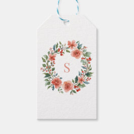 Etiqueta Para Presente Elegant Personalised Floral Watercolour Monogram