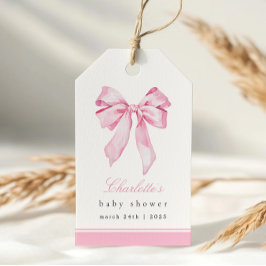 Etiqueta Para Presente Elegant Pink Bow Baby Shower 