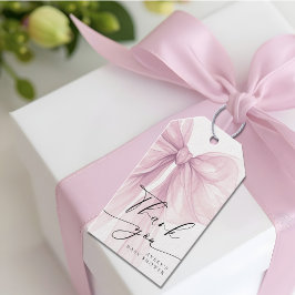 Etiqueta Para Presente Elegant Pink Bow Baby Shower Thank You
