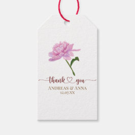 Etiqueta Para Presente Elegant Pink Peony Wedding Thank You