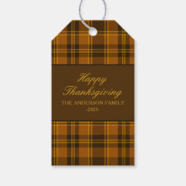 Etiqueta Para Presente Elegant Plaid Clássico de Ação de Graças Vintage P