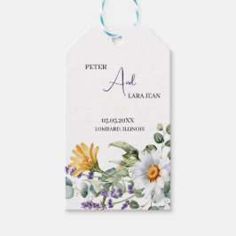 Etiqueta Para Presente Elegant Purple Yellow Wildflower Wedding