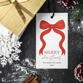 Etiqueta Para Presente Elegant Red Bow Christmas Party -