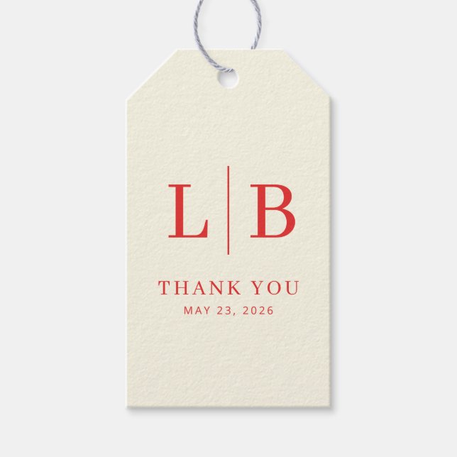 Etiqueta Para Presente Elegant Red Initials (Frente)