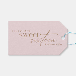 Etiqueta Para Presente Elegant Sweet 16 Blush Pink Birthday 