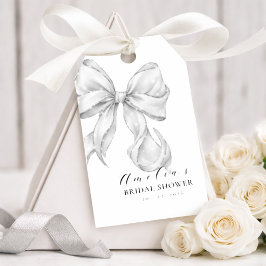 Etiqueta Para Presente Elegant, tying the knot bridal shower white bow.