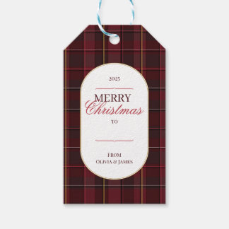 Etiqueta Para Presente Elegant vintage Tartan Plaid Christmas gift tag