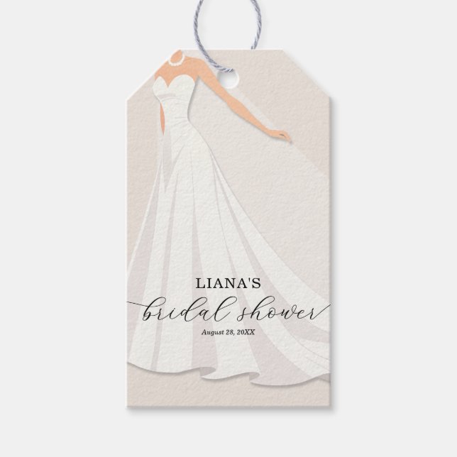 Etiqueta Para Presente Elegant Wedding Dress Bridal Shower Favor (Frente)