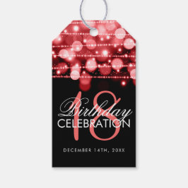 Etiqueta Para Presente Elegante 18ª Festa de aniversário brilha vermelho