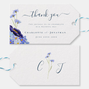 Etiqueta Para Presente Elegante Agradecimento de Casamento com Flores Sil