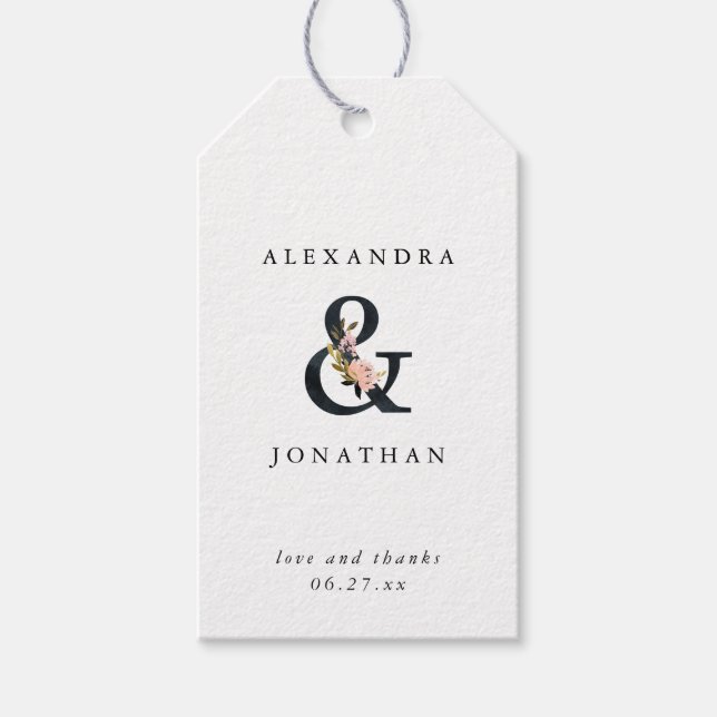 Etiqueta Para Presente Elegante Ampersand | Casamento Negro e Branco (Frente)