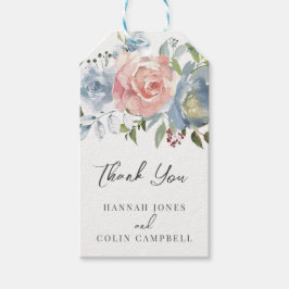 Etiqueta Para Presente Elegante Azul empoeirado e Rosa