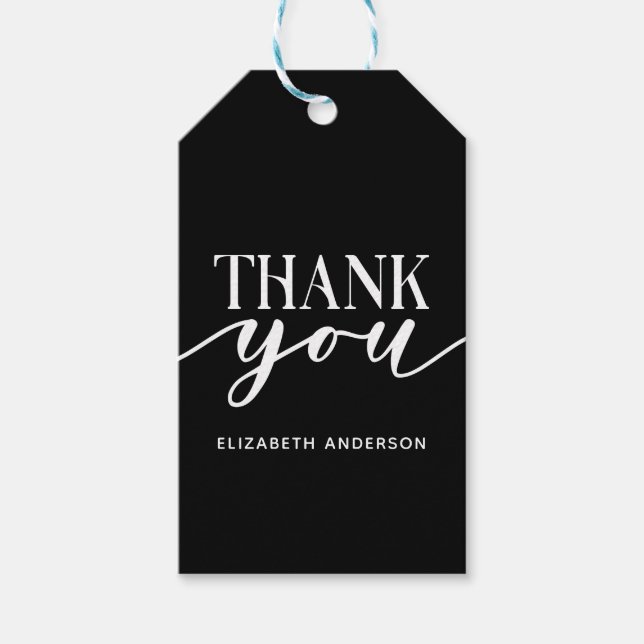 Etiqueta Para Presente Elegante Black White Obrigado (Frente)