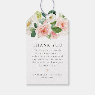 Etiqueta Para Presente Elegante Blush Floral Cor-de-Rosa Verde Agradeço