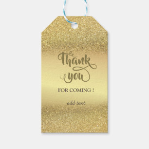 Etiqueta Para Presente Elegante Brilho Dourado Bokeh Casamento Obrigado