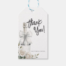 Etiqueta Para Presente Elegante Brunch Floral Branco e Espumante