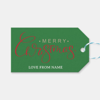 Etiqueta Para Presente Elegante Caligrafia Vermelha Feliz Natal