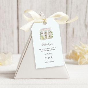 Etiqueta Para Presente Elegante Casa de Campo em Aquarela Casamento Rococ