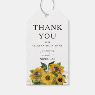 Etiqueta Para Presente Elegante Casamento Floral de Girassol Obrigado