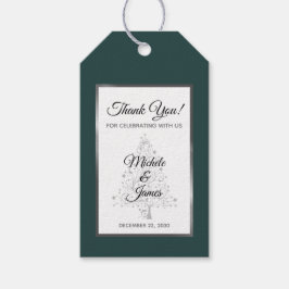 Etiqueta Para Presente Elegante Casamento no inverno Emerald Green Silver