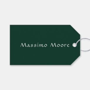 Etiqueta Para Presente Elegante Casual Verde Escuro Próprio Nome Escrito 