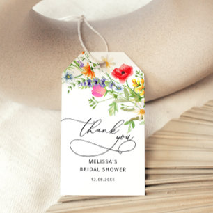 Etiqueta Para Presente Elegante Chá de panela de Flores Selvagens Obrigad
